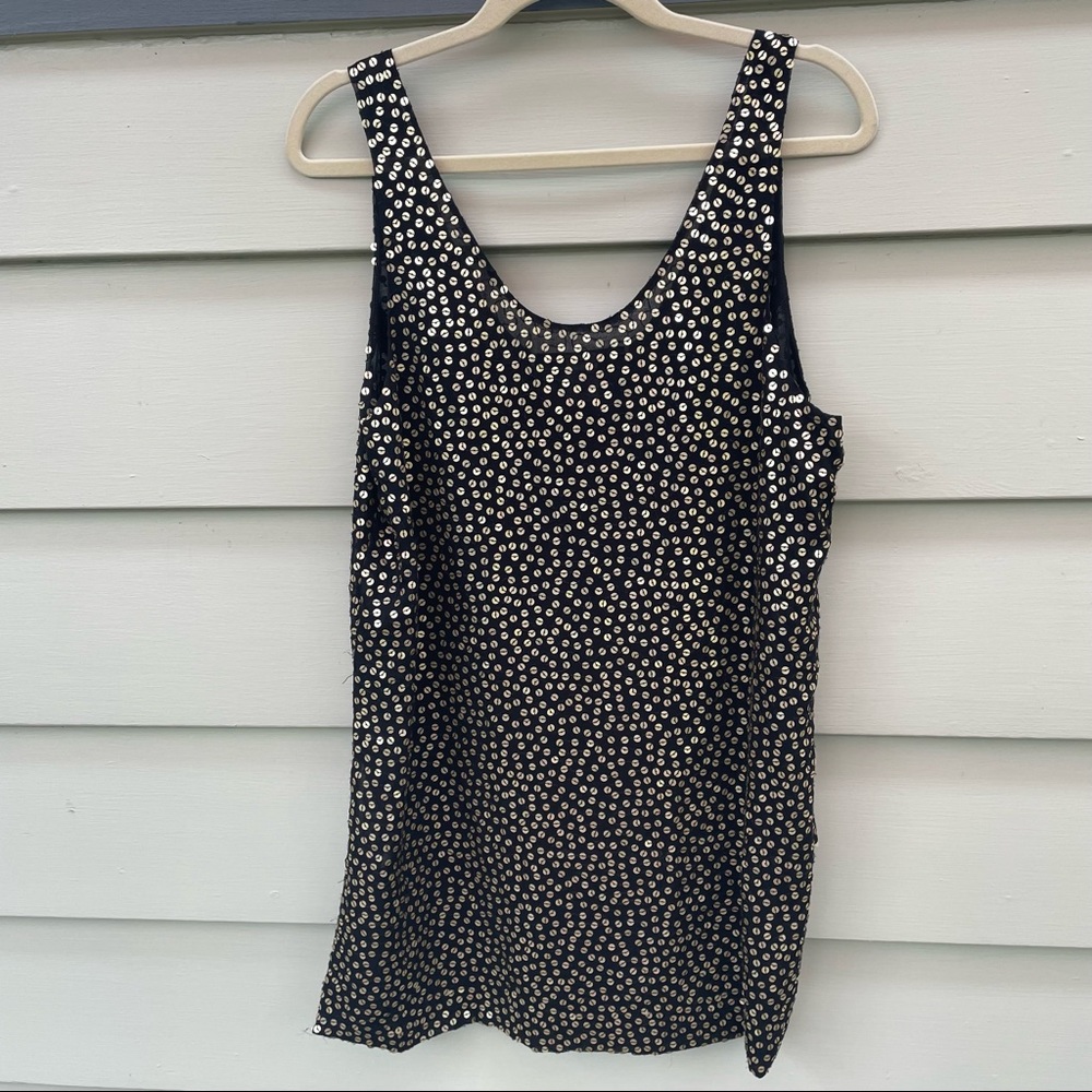 Diane Von Furstenberg Black With Gold Sequin Tank 12